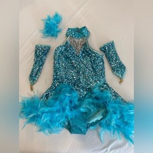 Blue sparkly one piece Medium Child Weissman Costume.
